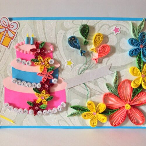 Cake Quilled Greeting Card image