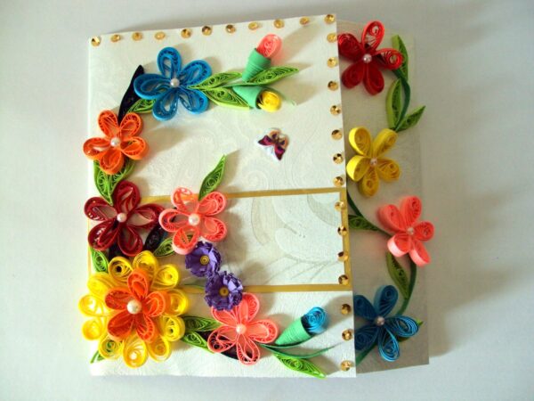 Multicolor Flowers Mini Scrapbook Greeting Card image Multicolor Flowers Mini Scrapbook Greeting Card image
