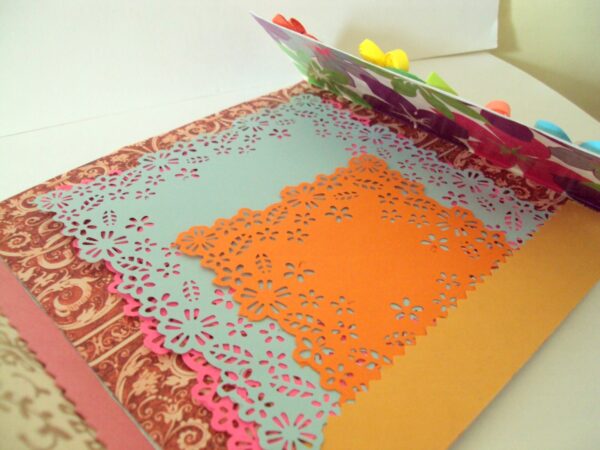 Multicolor Flowers Mini Scrapbook Greeting Card image Multicolor Flowers Mini Scrapbook Greeting Card image