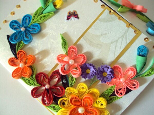 Multicolor Flowers Mini Scrapbook Greeting Card image Multicolor Flowers Mini Scrapbook Greeting Card image