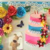 Multicolor Flowers and Cake Greeting Card image Multicolor Flowers and Cake Greeting Card image
