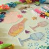 Multicolor Flowers and Cake Greeting Card image Multicolor Flowers and Cake Greeting Card image