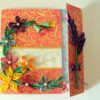Multicolor Flowers Mini Scrapbook Greeting Card on Red Base image Multicolor Flowers Mini Scrapbook Greeting Card on Red Base image