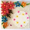 Multicolor Flowers Corner Handmade Greeting Card image