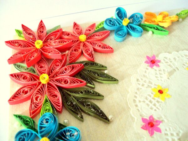Multicolor Flowers Corner Handmade Greeting Card image