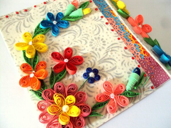 Multicolor Flowers Mini Scrapbook Greeting Card image