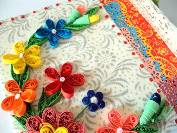 Multicolor Flowers Mini Scrapbook Greeting Card image
