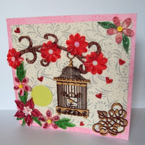 Love Themed Bird Cage Mini Scrapbook Greeting Card image