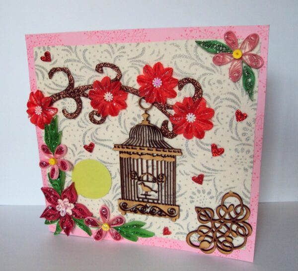 Love Themed Bird Cage Mini Scrapbook Greeting Card image