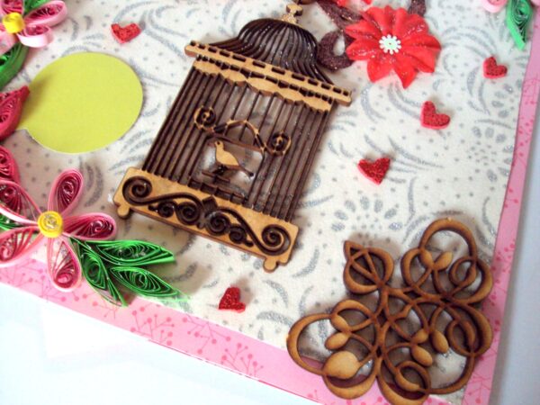 Love Themed Bird Cage Mini Scrapbook Greeting Card image