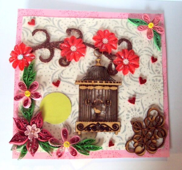 Love Themed Bird Cage Mini Scrapbook Greeting Card image
