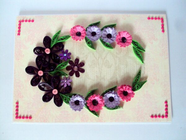 Purple Themed Flowers in Circle Greeting Card image