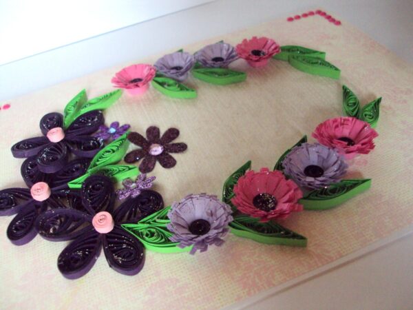 Purple Themed Flowers in Circle Greeting Card image