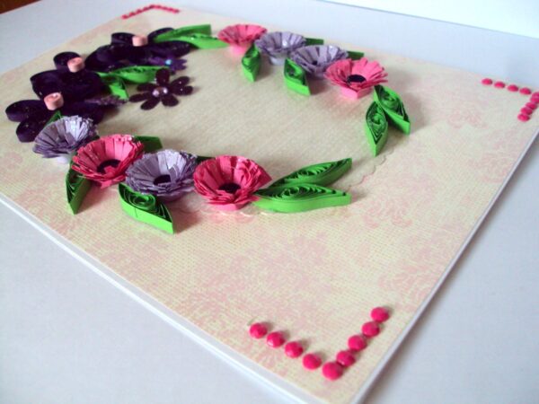 Purple Themed Flowers in Circle Greeting Card image