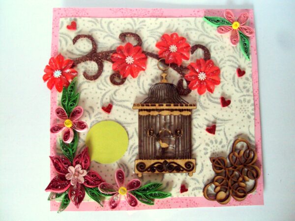 Love Themed Bird Cage Mini Scrapbook Greeting Card image