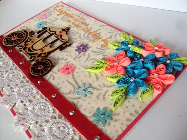 Sparkling Quilled Wedding Card With Carriage image Sparkling Quilled Wedding Card With Carriage image