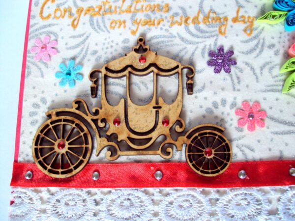 Sparkling Quilled Wedding Card With Carriage image Sparkling Quilled Wedding Card With Carriage image