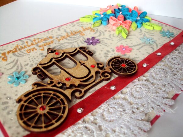 Sparkling Quilled Wedding Card With Carriage image Sparkling Quilled Wedding Card With Carriage image