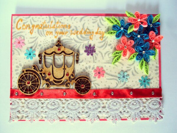 Sparkling Quilled Wedding Card With Carriage image Sparkling Quilled Wedding Card With Carriage image