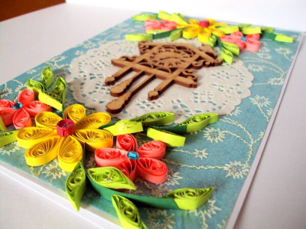 Fancy Cuckoo Bird Clock With Quilled Flowers Card image Fancy Cuckoo Bird Clock With Quilled Flowers Card image