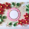 Red Quilled Flowers Corners Greeting Card image