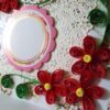 Red Quilled Flowers Corners Greeting Card image