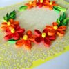 Yellow Themed Orange and Red Flowers Greeting Card image