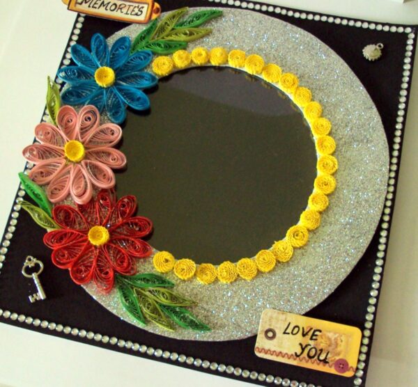 Colorful Flowers Sparkling Photo Frame Card image