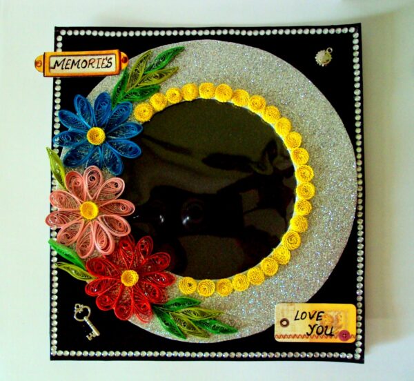Colorful Flowers Sparkling Photo Frame Card image