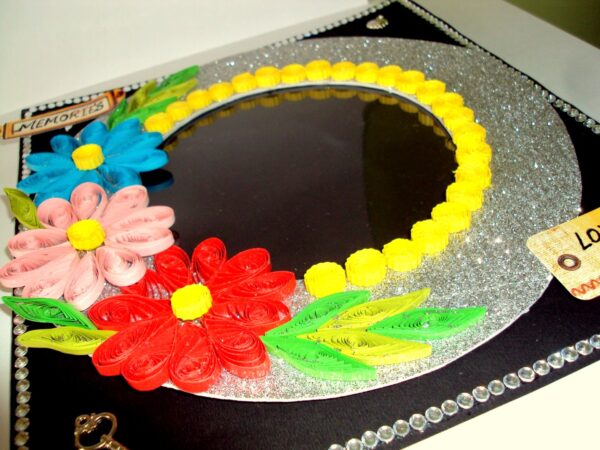 Colorful Flowers Sparkling Photo Frame Card image