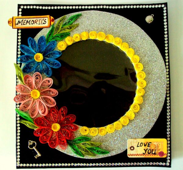 Colorful Flowers Sparkling Photo Frame Card image
