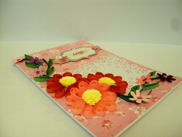 Red And Pink Quilled Flowers Love Greeting Card image
