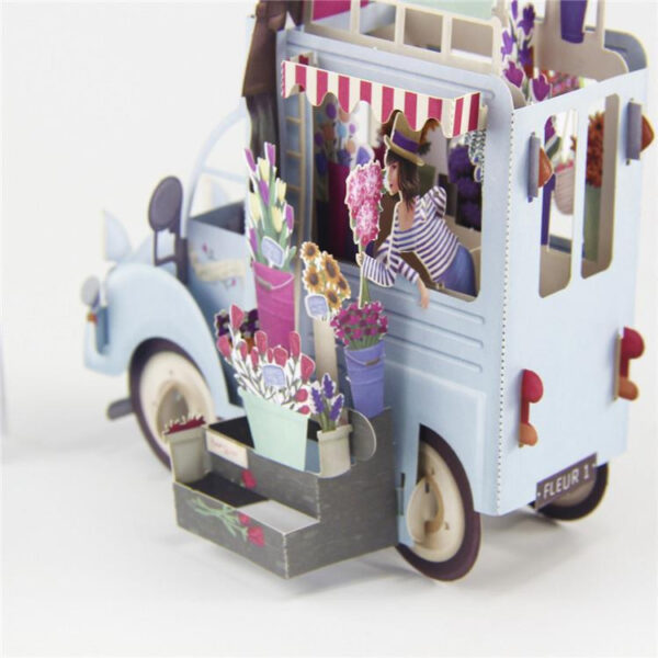 3D Pop up Truck With Flowers Birthday Greeting Card Gift image