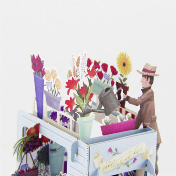 3D Pop up Truck With Flowers Birthday Greeting Card Gift image