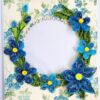 Sparkling Blue Quilled Flowers Birthday card