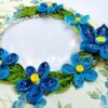 Sparkling Blue Quilled Flowers Birthday card