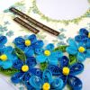 Sparkling Blue Quilled Flowers Birthday card