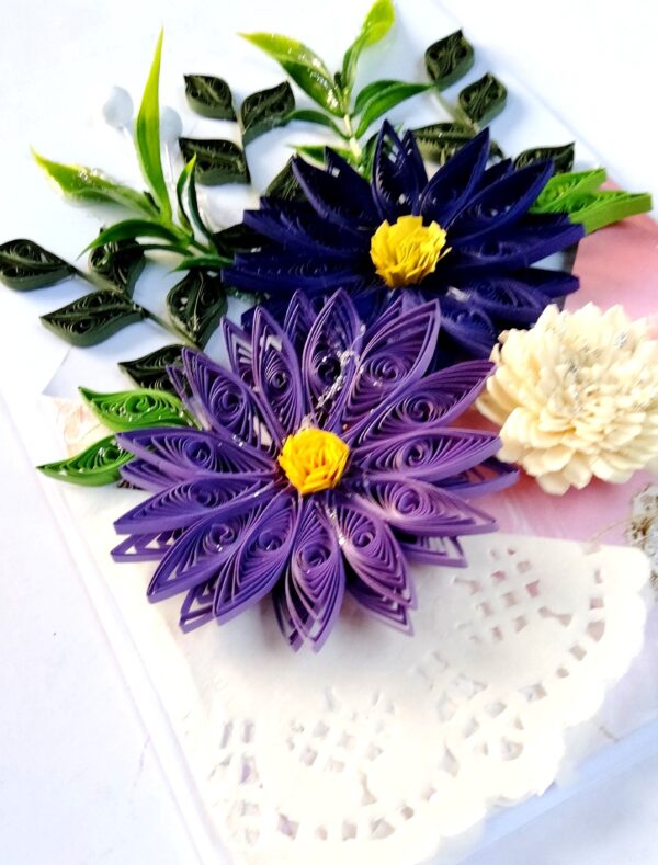 Sparkling Quilled Assorted Flowers Card - Violets