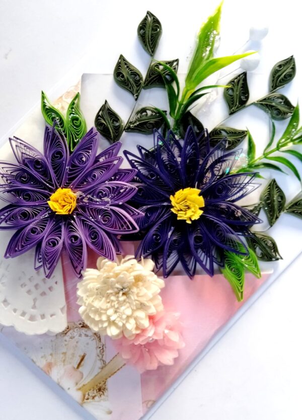 Sparkling Quilled Assorted Flowers Card - Violets