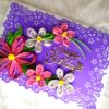 Multicolor quilled flowers birthday card