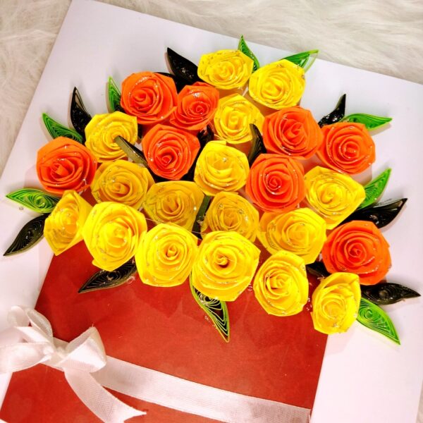 Luxury Quilled greeting card in box - Yellow Roses