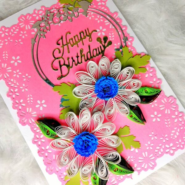 IMG20220823210803 Sparkling White Quilled Flowers Birthday card