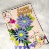 Sparkling Blue Quilled Flowers Birthday card