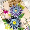 Sparkling Blue Quilled Flowers Birthday card