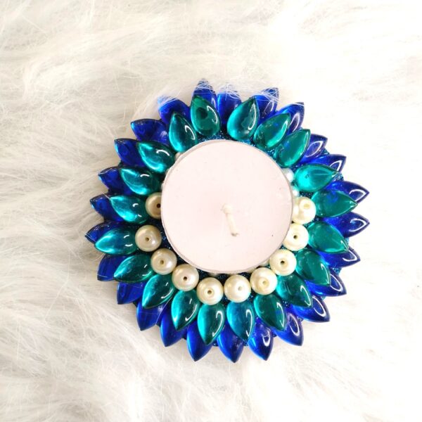 IMG20220911213542 Beautiful Kundan Diya With Tealight Candle - Blue