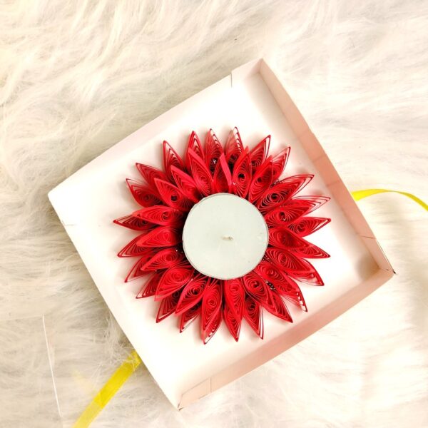 Quilled Tealight Candle holder gift - Red