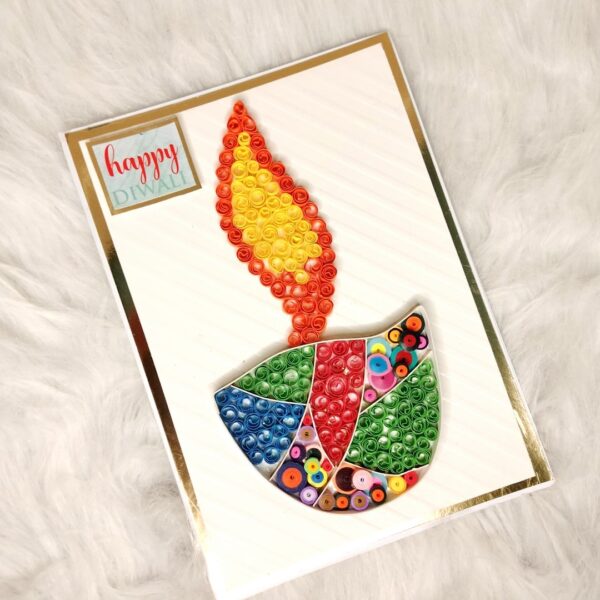 IMG20221010190731 Handmade Quilled Diwali Diya Greeting Card