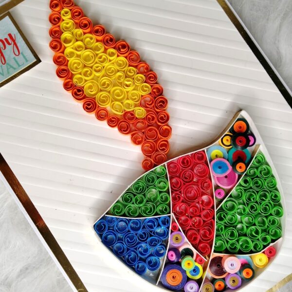 IMG20221010190918 Handmade Quilled Diwali Diya Greeting Card