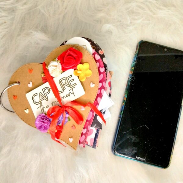 Heart shaped mini scrapbook