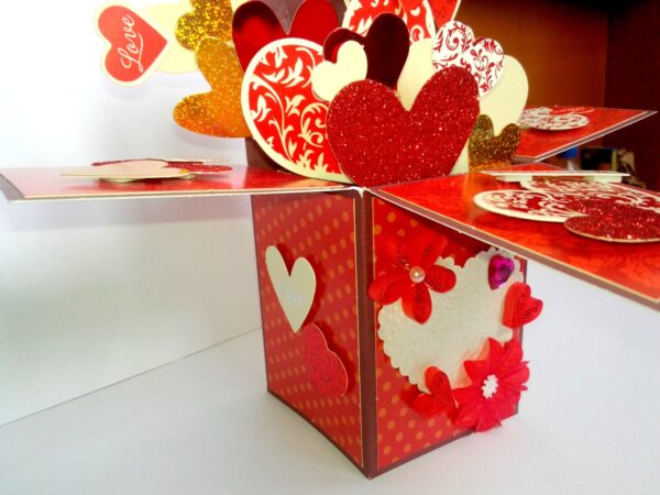 Sparkling Hot Red Pop Up Card In Box image